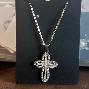 Elegant Silver Cross Pendant Necklace